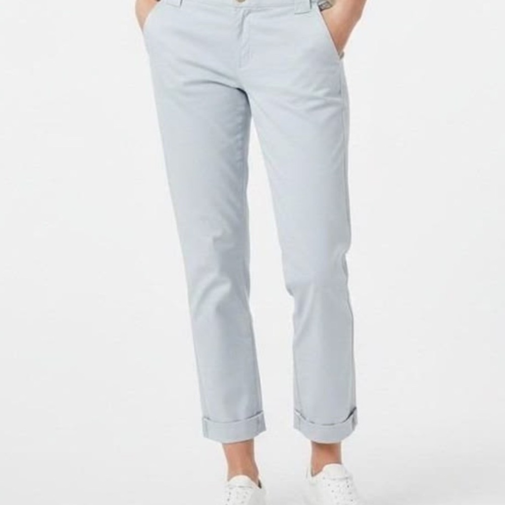 NWT BANANA REPUBLIC CHINO SLIM FIT - FLAT FRONT - ICE BLUE ANKLE LENGTH IN TALL